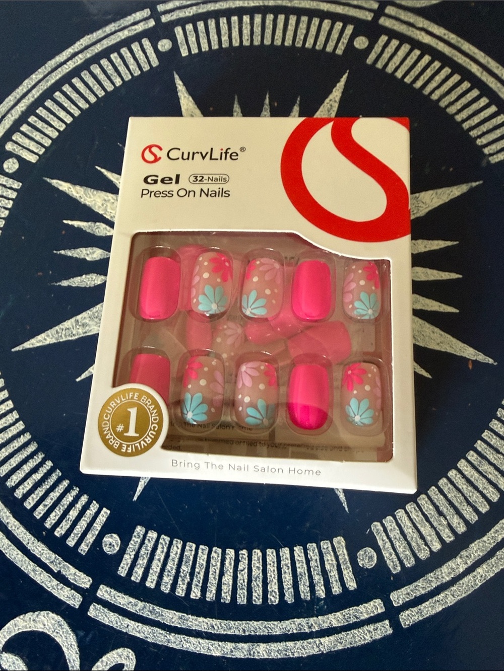 Pink Floral Gel Press-On Nails